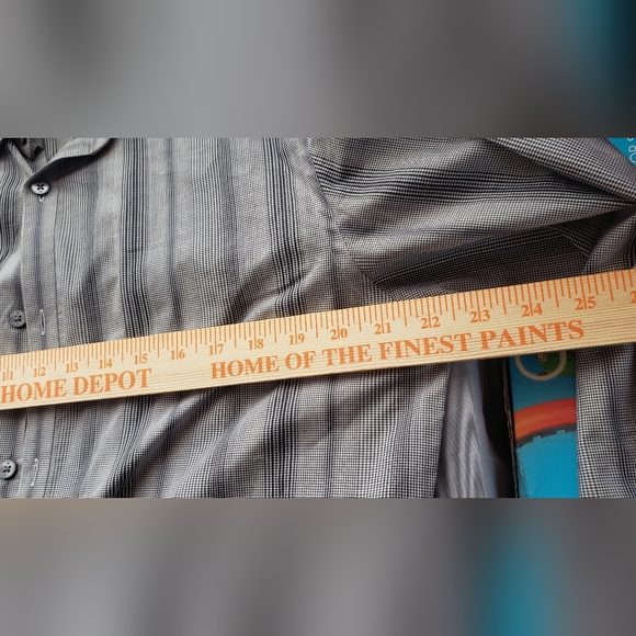 L Slim Fit Leggiuno Gray/Black Stripped Button up Neck 17.5 - Picture 4 of 5